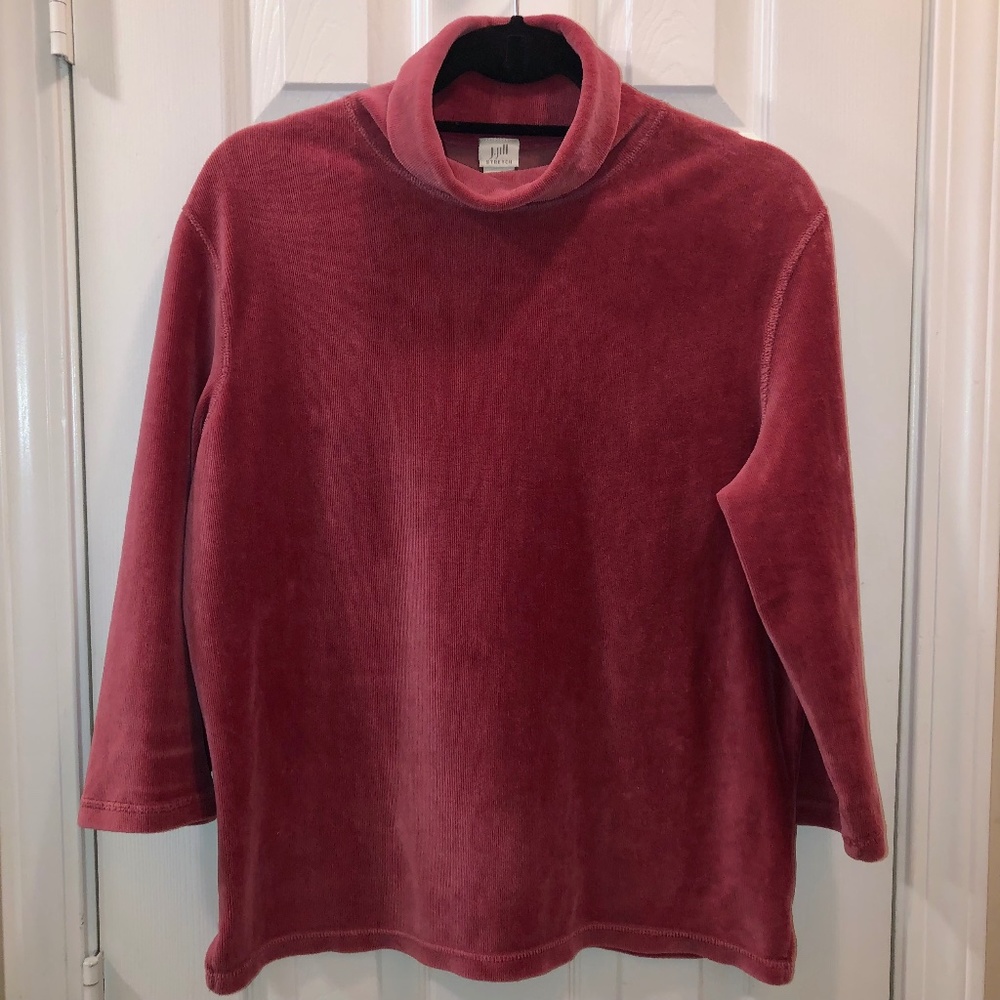 J. Jill Ribbed Velour ¾ Sleeve Turtleneck - M